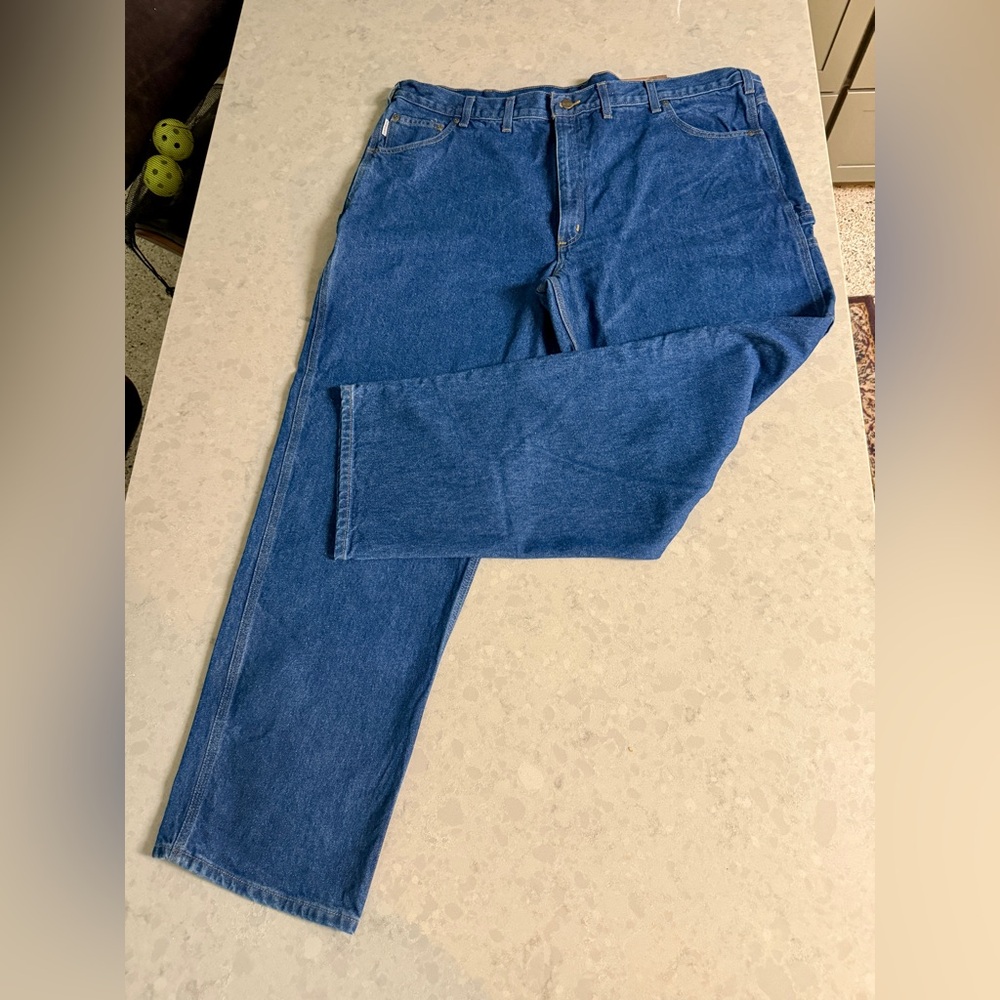 Men’s Carhartt Denim Painters Pants Dark Wash Sz 46x32 New With Tags